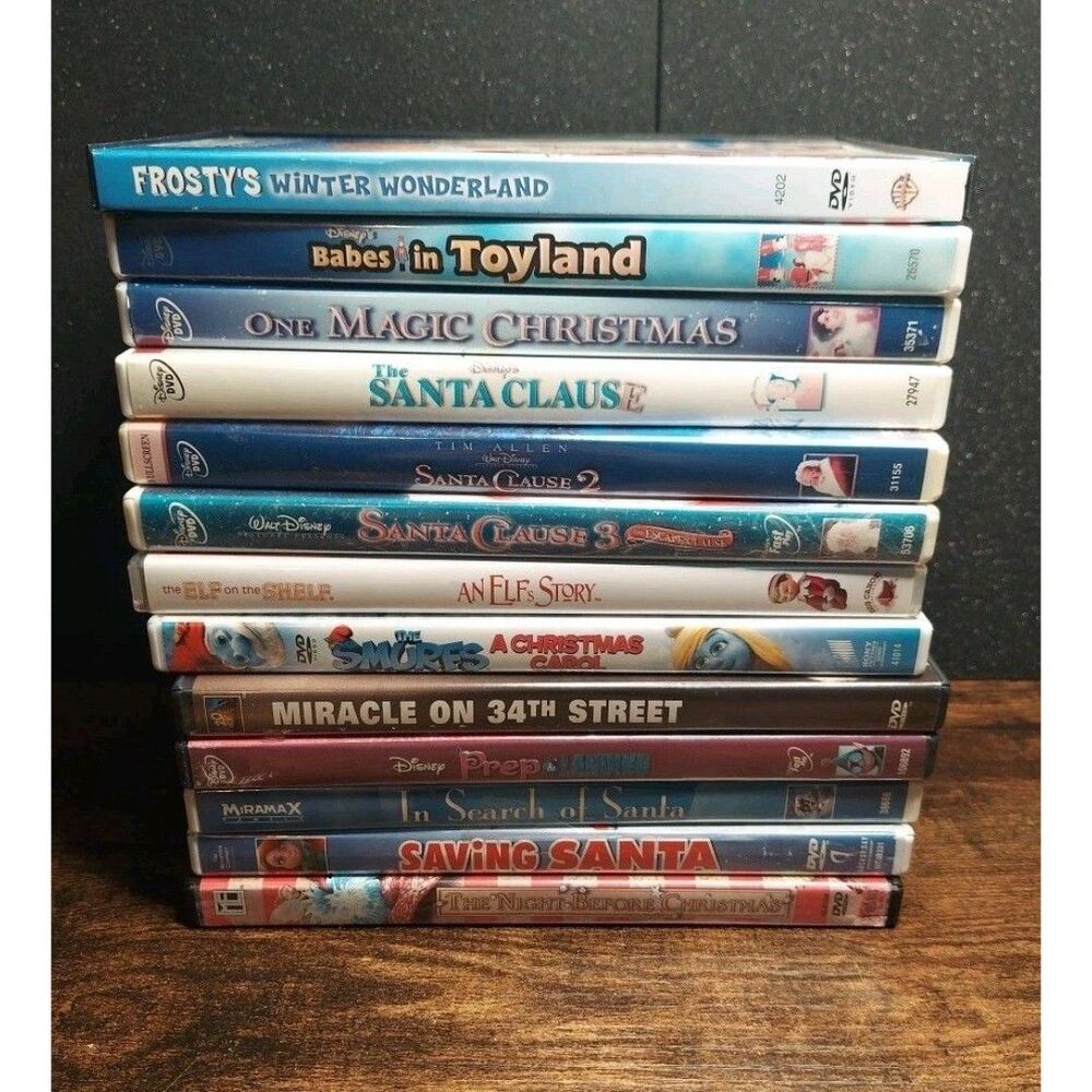 Lot of 13 Christmas Movie DVD Santa Clause 1,2,3 Miracle on 34th elf story